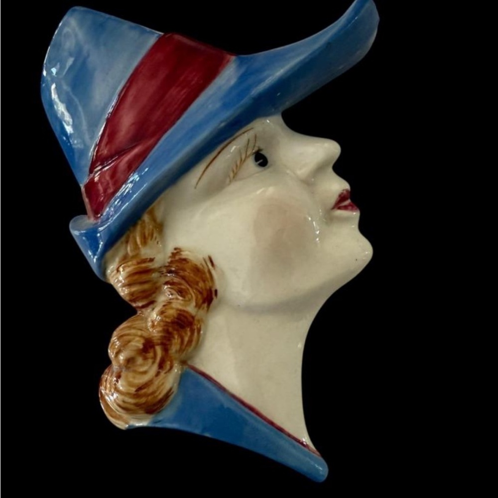 VTG Made in Occupied Japan Blue Lady Head Vase / Wall Pocket 1945–1952 Porcelain